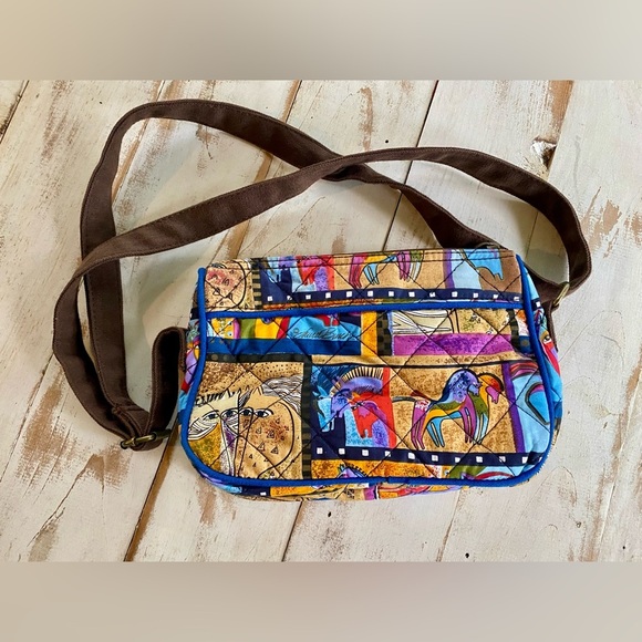 LAUREL BURCH quilted abstract love horses purse crossbody bag colorful 90s patch - Picture 1 of 15